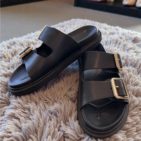 Banana Republic Double Strap Buckle Sandal Women BLACK Color US 7 EUC - Picture 2 of 5